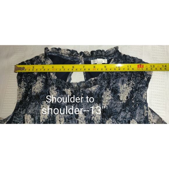 Joie Swing Dress Sz L Baltic Print Navy Blue/Black/White Mini Flowy Chiffon - Picture 14 of 16